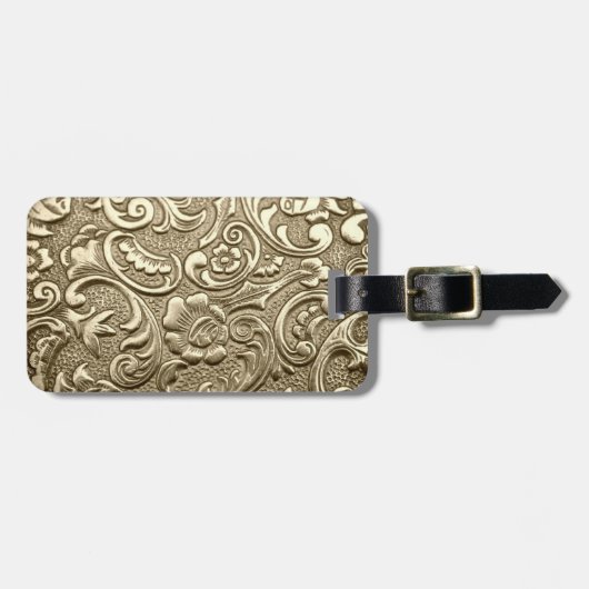 用具を使われた金ゴールド ラゲッジタグ (正面横)