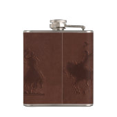 用具を使われた革カウボーイ+馬(パーソナライズなフラスコ) フラスク (裏面)