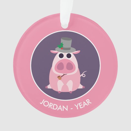 用心深いクリスマスブタ オーナメント (正面)