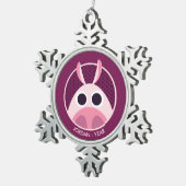 用心深いブタ スノーフレークピューターオーナメント (右)