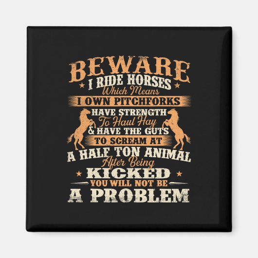 用心I乗り馬 – 馬好き馬の馬 マグネット (正面)