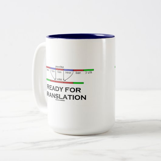 用意して下さいの翻訳(mRNAへの前mRNA) ツートーンマグカップ (正面左)
