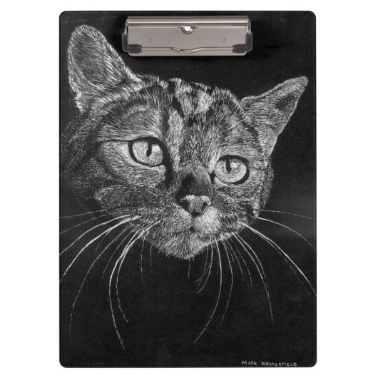 用箋挟猫の顔(ボーダレスな) クリップボード (正面)