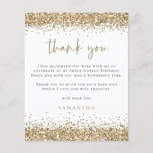 用紙 | ゴールドグリッター フォト スウィート シックスティーン サンクス チラシ (正面)