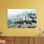 田んぼの上の朝霧 キャンバスプリント (インサイチュ (リビング))