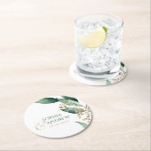 田モダン舎植物園のモ結婚ノグラム ラウンドペーパーコースター (インサイチュ)