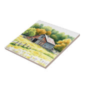 田園に囲まれた牧歌的な納屋の水彩画 タイル (側面)