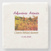 田園の冒険が待っている - 結婚前のお祝いの名前を追加 ストーンコースター (正面)