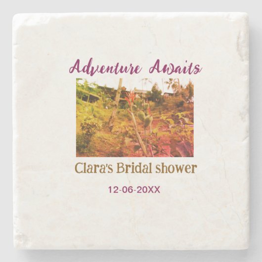 田園の冒険が待っている - 結婚前のお祝いの名前を追加 ストーンコースター (正面)