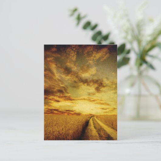 田園の土道を通る道 ポストカード (スタンド正面)