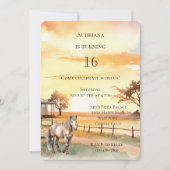 田園の夕焼け馬の誕生日 招待状 (正面)