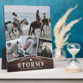 田園の愛馬　４枚の写真コラージュ　＆　名前　メモリアル フォトプラーク (側面)