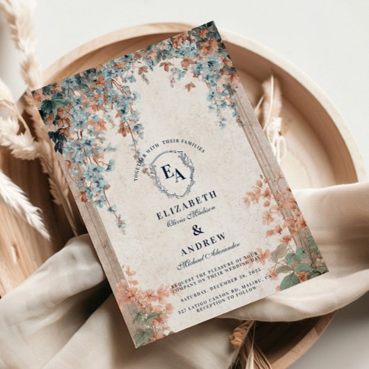 田園の朝顔のウェディング 招待状