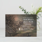 田園の灯りがついた木の結婚式招待状 招待状 (スタンド正面)