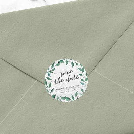 田園の緑のSave the Date ラウンドシール