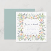 田園の花畑をイメージした ウェディング 水彩画 招待状 (正面/裏面)