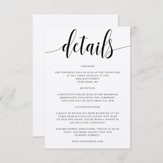 田園ウェディングの詳細案内カード エンクロージャーカード (正面/裏面)