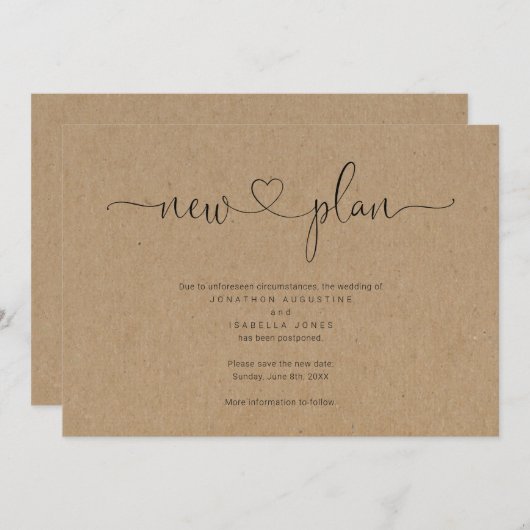 田園ウェディング延期のお知らせ 招待状 (正面/裏面)