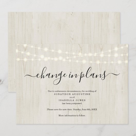 田園ウェディング延期のお知らせ 招待状 (正面/裏面)