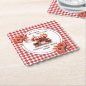 田園ピクニック ギンガム ブライズシャワー ペーパーコースター (アングル)