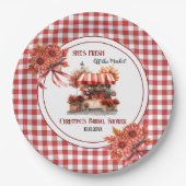 田園ピクニック ギンガム ブライダルシャワー ペーパープレート (正面)