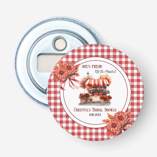 田園ピクニック ギンガム 結婚前お披露目 ギフト 栓抜き (正面)