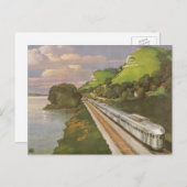 田園地帯を走るクラシックな機関車、列車での休暇 ポストカード (正面/裏面)