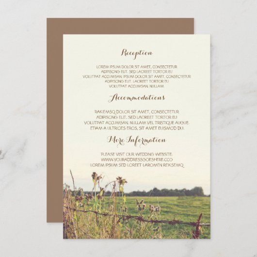 田園塀の結婚式の詳細 エンクロージャーカード (正面/裏面)