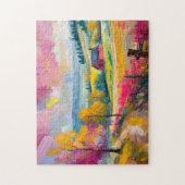 田園秋の風景モダン抽象芸術 ジグソーパズル (縦)