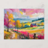 田園秋の風景モダン抽象芸術 ポストカード (正面)