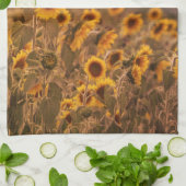 田園色のひまわり夕日 キッチンタオル (折り畳み)