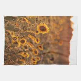 田園色のひまわり夕日 キッチンタオル
