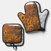 田園色のひまわり夕日 鍋つかみ&鍋敷きセット (正面/裏面)
