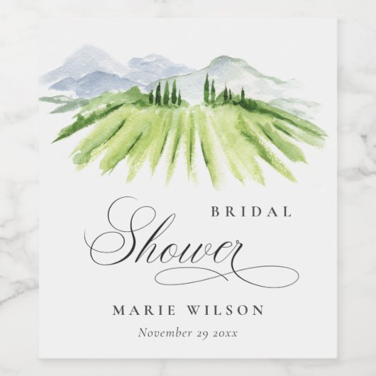 田園調のワイナリー・ヴィンテージ山のブライダルシャワー ワインラベル (シングルラベル)