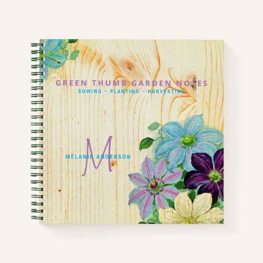 田園調の木製グリーンサムガーデナーズジャーナル ノートブック (正面)