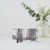 田園道の木の雪の景色の写真カード 名刺 (スタンド正面)