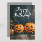 田園風のカボチャ ハロウィン グリーティングカード 招待状 (正面/裏面)