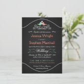 田園風のブラックボードでウェディングラブバード 招待状 (スタンド正面)