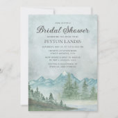 田園風の山々と雪に覆われた湖の絵のウェディングシャワー 招待状 (正面)