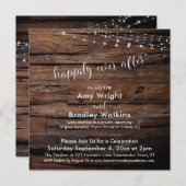 田園風の木製ライトストリング 永遠の幸せ 招待状 (正面/裏面)