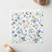 田園風の野生の花の模様の植物園 ノートカード (正面/裏面インサイチュ)