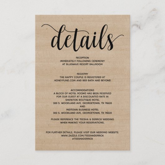 田園風ウェディングの詳細 付属カード エンクロージャーカード (正面)