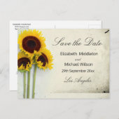 田園風ウェディングひまわりSave the Dateカード インビテーションポストカード (正面/裏面)