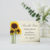 田園風ウェディングひまわりSave the Dateカード インビテーションポストカード (スタンド正面)