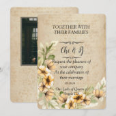 田園風ウェディング　フラワーカード　招待状 招待状 (正面/裏面)