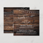 田園風ウッド ライト ストリングス 幸せな永遠 招待状 (正面/裏面)