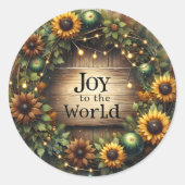 田園風ファームハウス ひまわりの喜び 世界に喜びを ラウンドシール (正面)