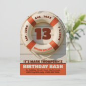 田園風プールのドーナツ、プールパーティの誕生日 招待状 (スタンド正面)