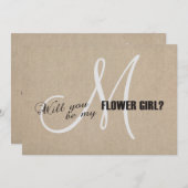 田園風リネンキャンバス ウェディング 私のフラワーガールに 招待状 (正面/裏面)
