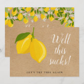 田園風レモン ブライダルシャワー 日程変更 招待状 (正面/裏面)